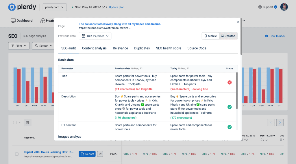 Page Semantics Analysis