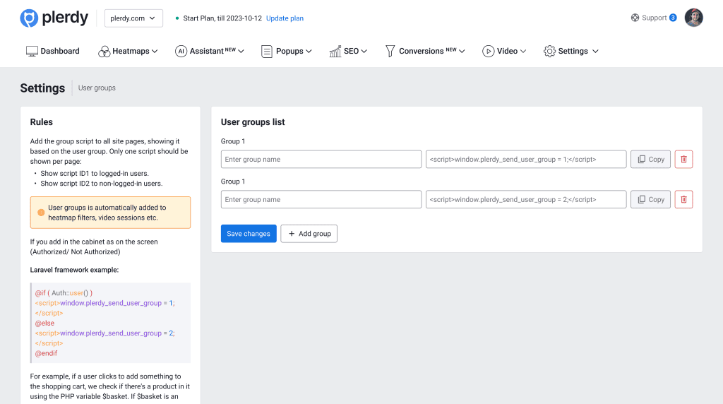 User Group Analysis