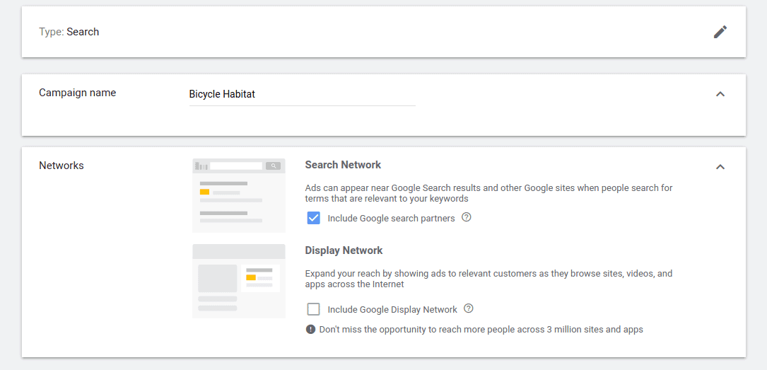 Google ads search campaign. Setting up ads.